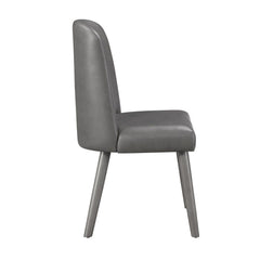Waylon - Side Chair (Set of 2) - Gray Synthetic Leather & Gray Oak