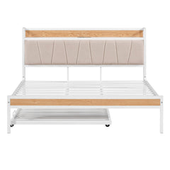 Platform Bed Frame With Trundle, USB Ports And Slat Support, No Box Spring Needed