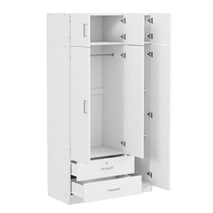 Modern 3 Door Mirror Wardrobe With 2 Drawers And Top Cabinet