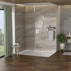 Modern Dual Shower Head System With 16" Ceiling Mount Finish, Stainless Steel And Brass