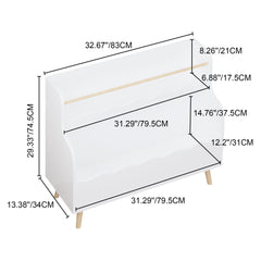 Kids Bookcase, Children Book Organizer Toy Storage Cabinet - White