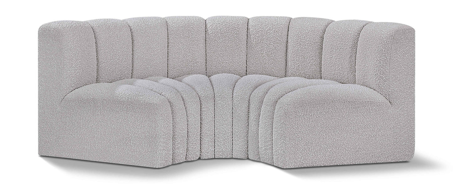 Arc - Boucle Fabric 3 Piece Modular U-Shaped Sofa
