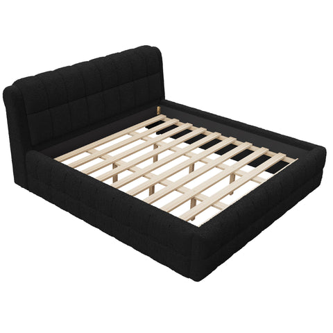 Upholstered Platform Bed With Stitching Details