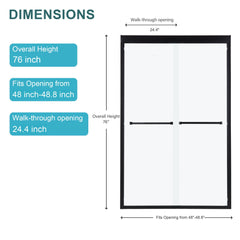 Modern Double Sliding Shower Enclosure, Tempered Glass