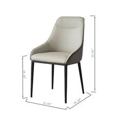 Modern Dining Chair Set Upholstered Seats Steel Metal Legs 2 Tone Contemporary Kitchen Living Room Furniture (Set of 2) - Black / Gray