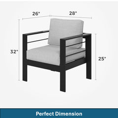 Modern All-Weather Patio Armchairs & Thick Cushions (Set of 2)