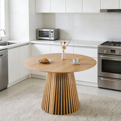 Extendable Pedestal Multifunctional Dining Table - Oak