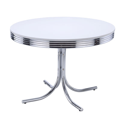 Marla - 5 Piece Dining Set With Round Table And Upholstered Chairs - White