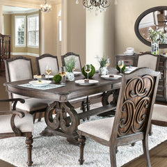 Rustic Dining Set With Table And Upholstered Chairs