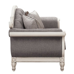 Florian - Loveseat With 3 Pillows - Gray & Antique White