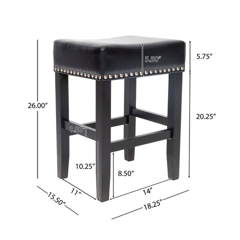 Soltique - Backless Dining Counter Stool With Nailhead Trim (Set of 2)