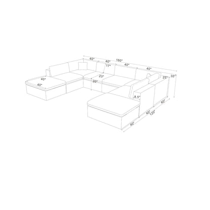 Custom Configuration Modular Sectional With Toss Pillows