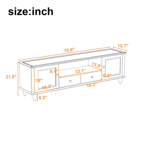 TV Stand For TVs Up To 80", Entertainment Center With Open Compartment