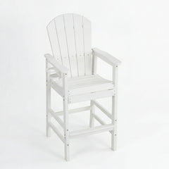 Outdoor Bar Height Adirondack Patio Chair With Cup Holder And Armrests All Weather UV Resistant - White