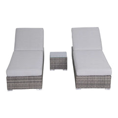 3 Piece Chaise Lounge Set With Adjustable Reclining - Gray Mix