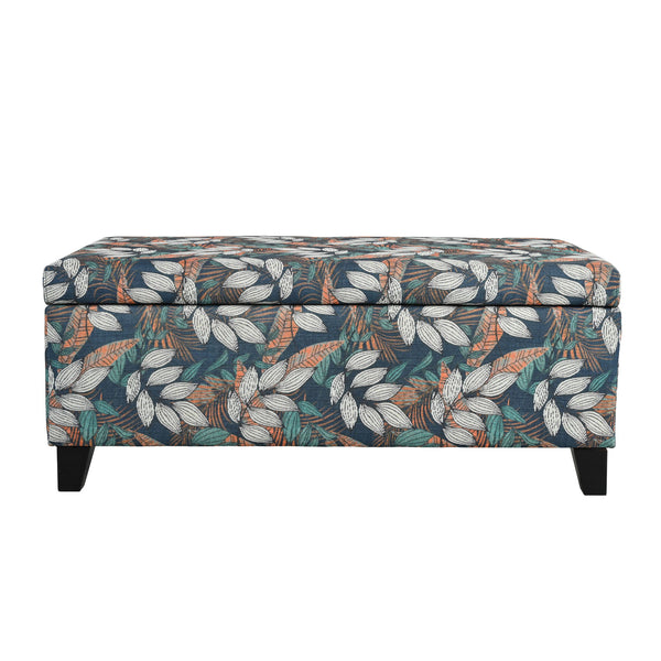 Charming Floral Storage Ottoman With Upholstered Fabric