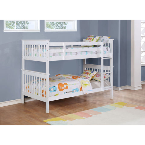 Madison - Twin Over Twin Bunk Bed With Slatted Design - White