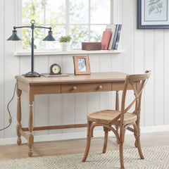 Tabitha - Desk With Drawer And Turned Legs - Natural