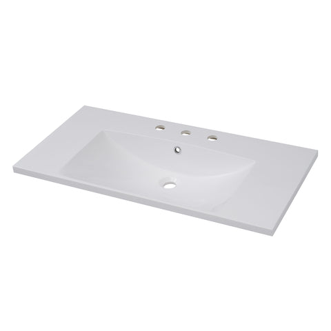 Bathroom Sink, Drop-In Vessel With 3 Holes 8'' Centerset For Small Spaces - White