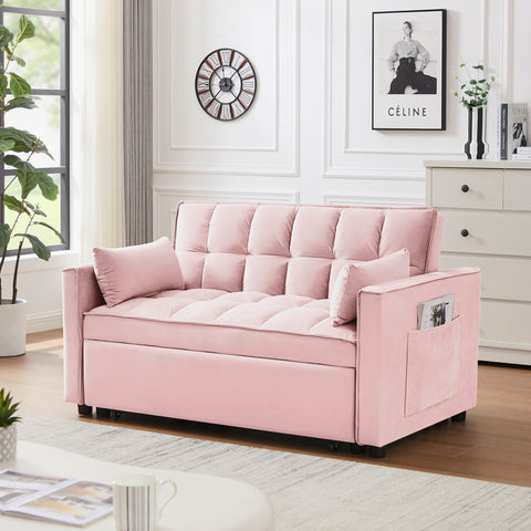 Modern Convertible Loveseat Futon Sofa With Pullout Bed, Reclining Backrest