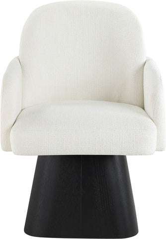 Marlowe - Linen Textured Fabric Upholstered Swivel Dining Arm Chair - Stained Black