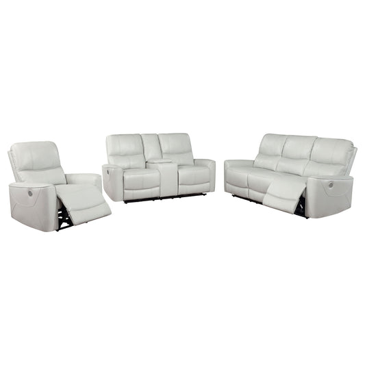 Amberly - 3 Piece Power Reclining Sofa Set - Light Gray