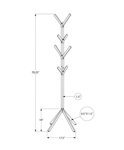 Coat Rack, Hall Tree, Free Standing, 8 Hooks, Entryway, Contemporary & Modern