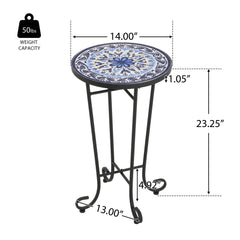 French Country Patio Side Table With Vibrant Tile Top