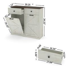 Double Tilt Out Trash Cabinet With Hideaway Drawer And Barn Door Style