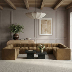 Rummi - Velvet Performance Fabric Upholstered 10 Piece Modular Sectional