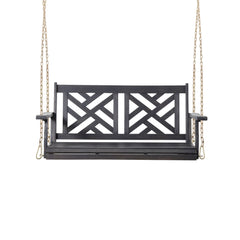 Alejandro - Acacia Wood Porch Swing With Slat Panel Seating