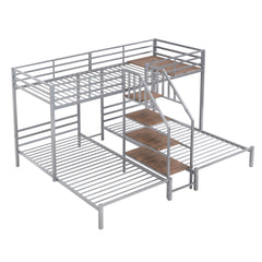Metal Bunk Bed With Storage Shelves Staircase