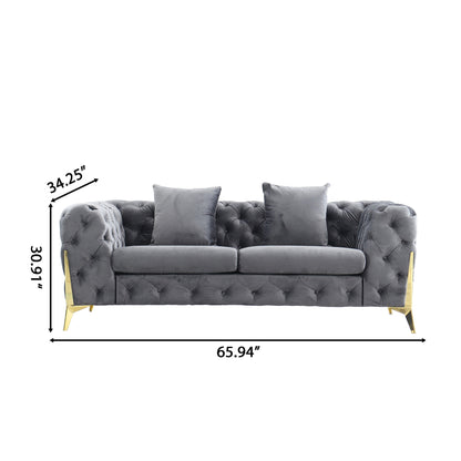 Loveseat With Diamond Button Tufting, Matching Throw Pillows