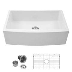 Farmhouse Sink, Apron Front Single Bowl With Arch Edge Design