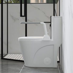 Upgraded Design Armrest, With Glossy Gw 007 1 Piece Toilet With Tornado Flush, Soft Close Seat, Dual Flush Map 1000G, Comfort Chair Seat - Gloss White
