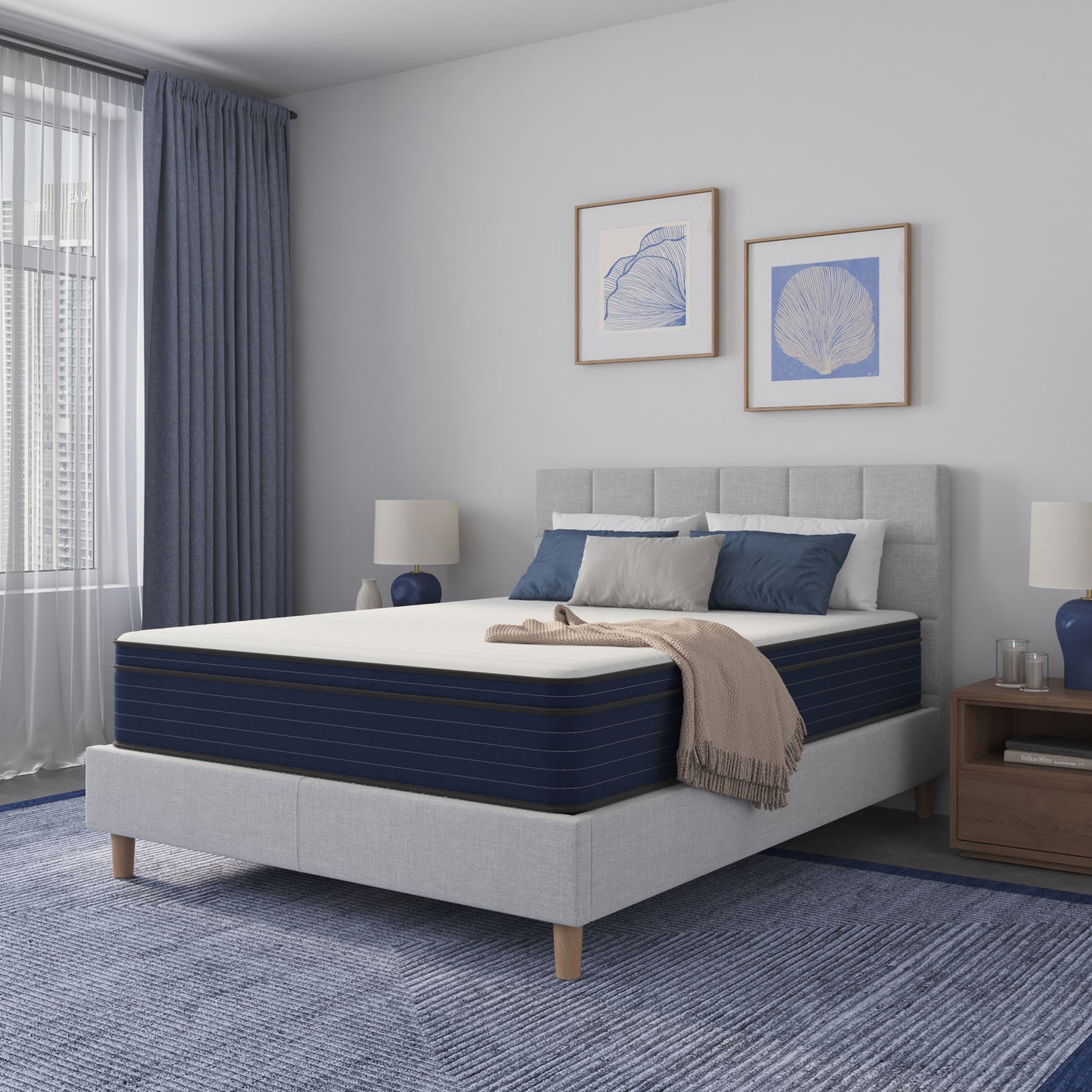 12" Medium Firm Euro Top Hybrid Cooling Gel Infused Pocket Spring And Memory Foam Mattress