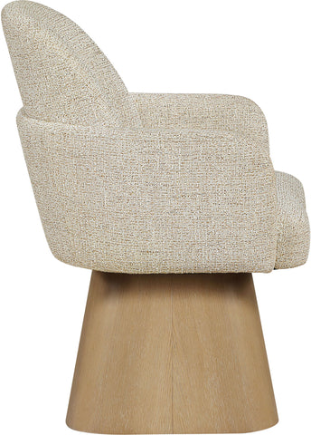 Marlowe - Linen Textured Fabric Upholstered Swivel Dining Arm Chair - Stained Natural