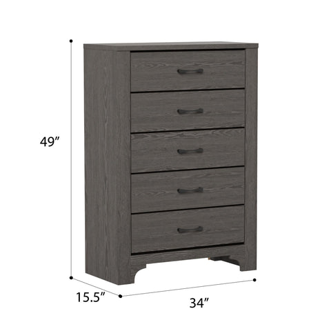 5 Drawer Dresser - Gray / Brown