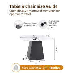 Rounded Square Outdoor Pedestal Dining Table