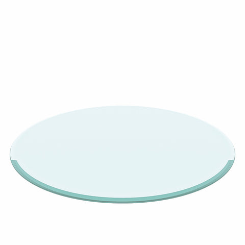 Round Tempered Glass Table Top Clear Glass, Thick Beveled Polished Edge - Black