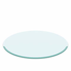 Round Tempered Glass Table Top Clear Glass, Thick Beveled Polished Edge - Black