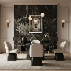 Marlowe - Linen Textured Fabric Upholstered Swivel Dining Side Chair - Stained Black