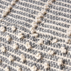 Diamond - Handcrafted Faux Yarn Pouf - Ivory / Gray