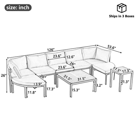 Outdoor Sectional Sofa Set Patio Seating Group With Cushions