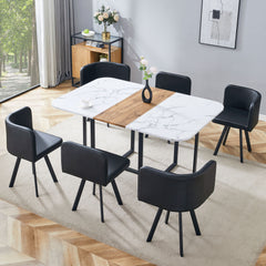 Modern Minimalist Style Marble Pattern Joinery Dining Table With Dining Chairs