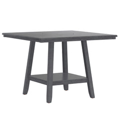 Counter Height Dining Table With Tapered Base And Lazy Susan - Gray