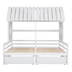 House Platform Beds With 2 Drawers, Side By Side Design