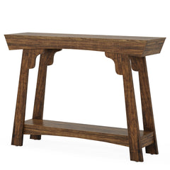 Console Table With 2 Tier Storage - Rustic Brown