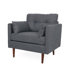 Enchantica - Upholstered Fabric Club Chair With Button Tufted And 2 Accent Pillows