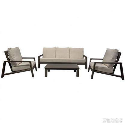 Verona - Seating 4 Pieces Set - Dark Espresso / Gray / Off White